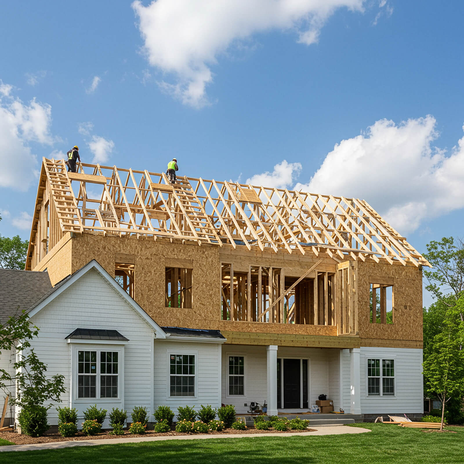 Exterior of a home addition in New Jersey with matching siding and roofline.